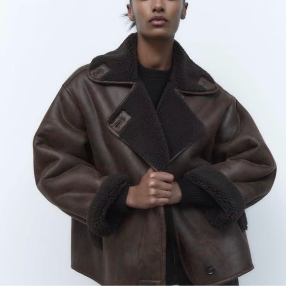 Zara Jackets & Blazers - Zara Shearling Lined Leather Jacket